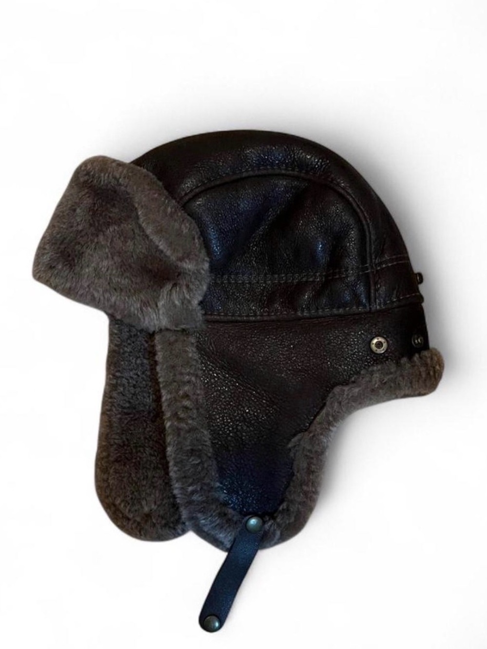 Ricardo BH Leather Sheepskin Shearling Trapper Hat Aviator Men’s Size L